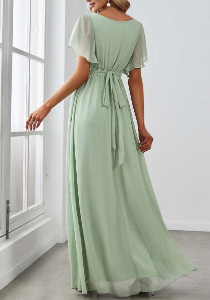 Floor-length A-Line Princess V-Neck Bridesmaid Gowns