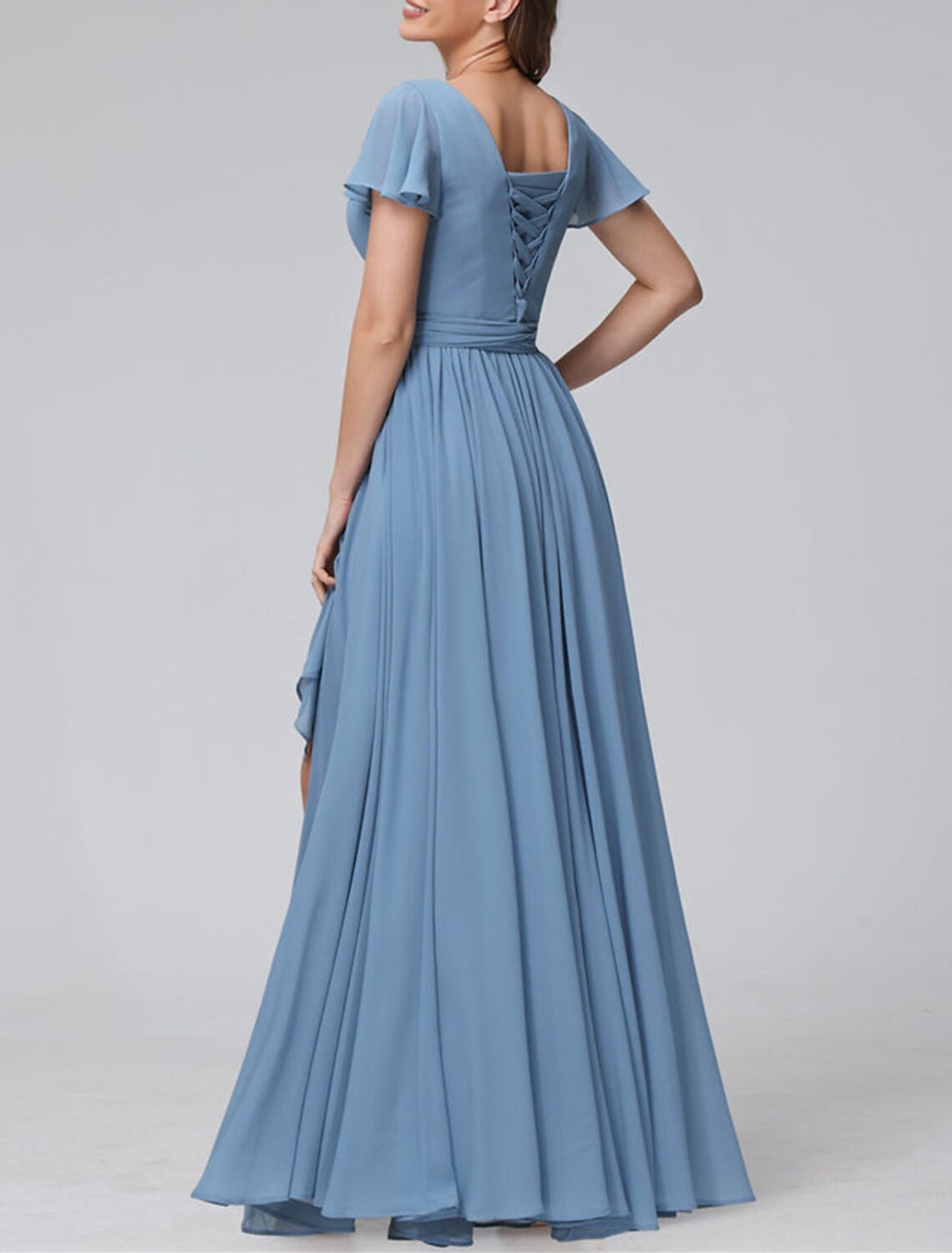 Floor-length V-Neck A-Line Princess Bridesmaid Gowns
