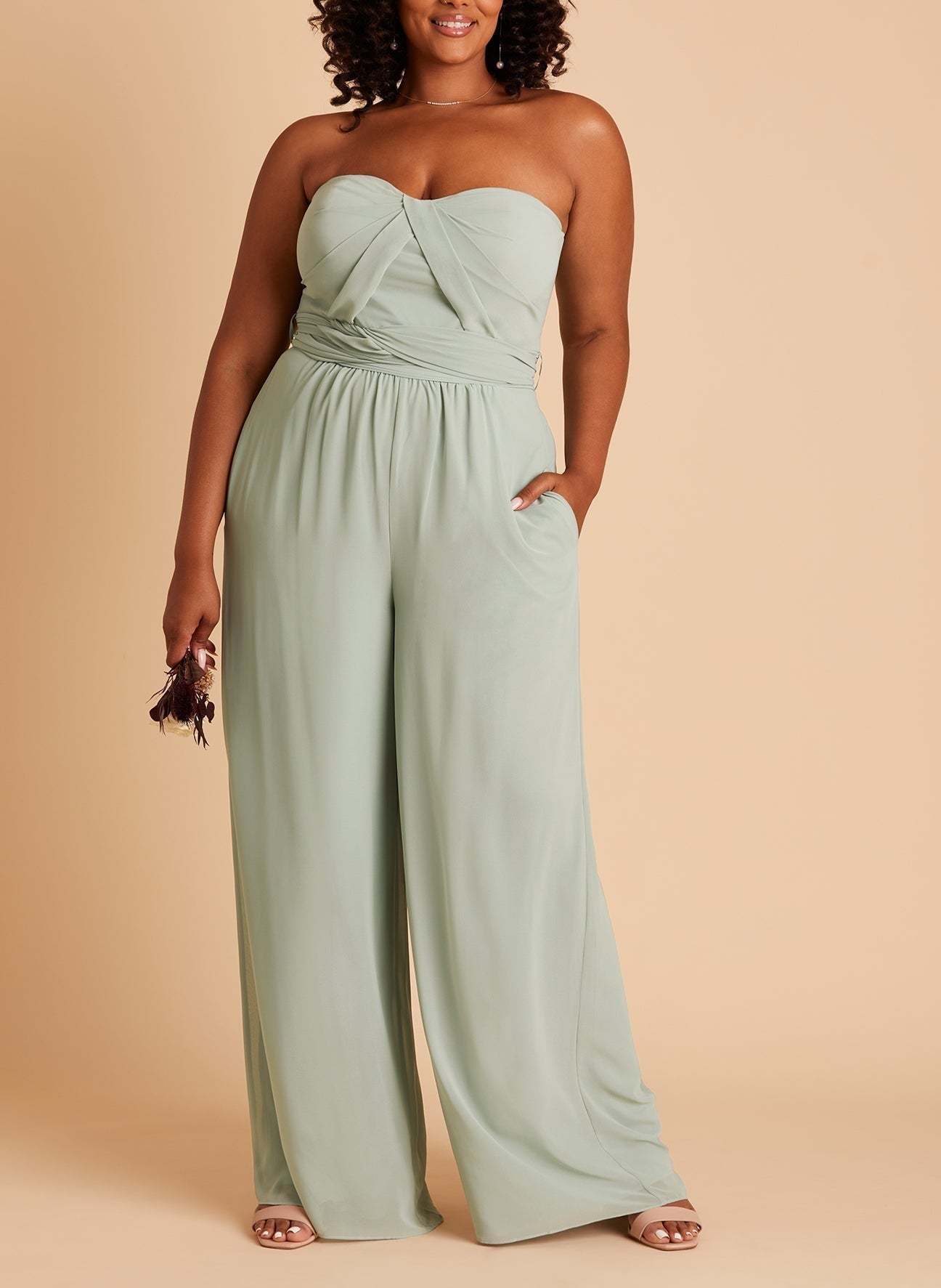 Long Halter Bridesmaid Jumpsuits in Floor-length Style