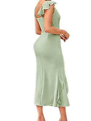 Sleeveless Ankle-Length Bridesmaid Dresses with Cowl Neck Sheath/Column Silhouette