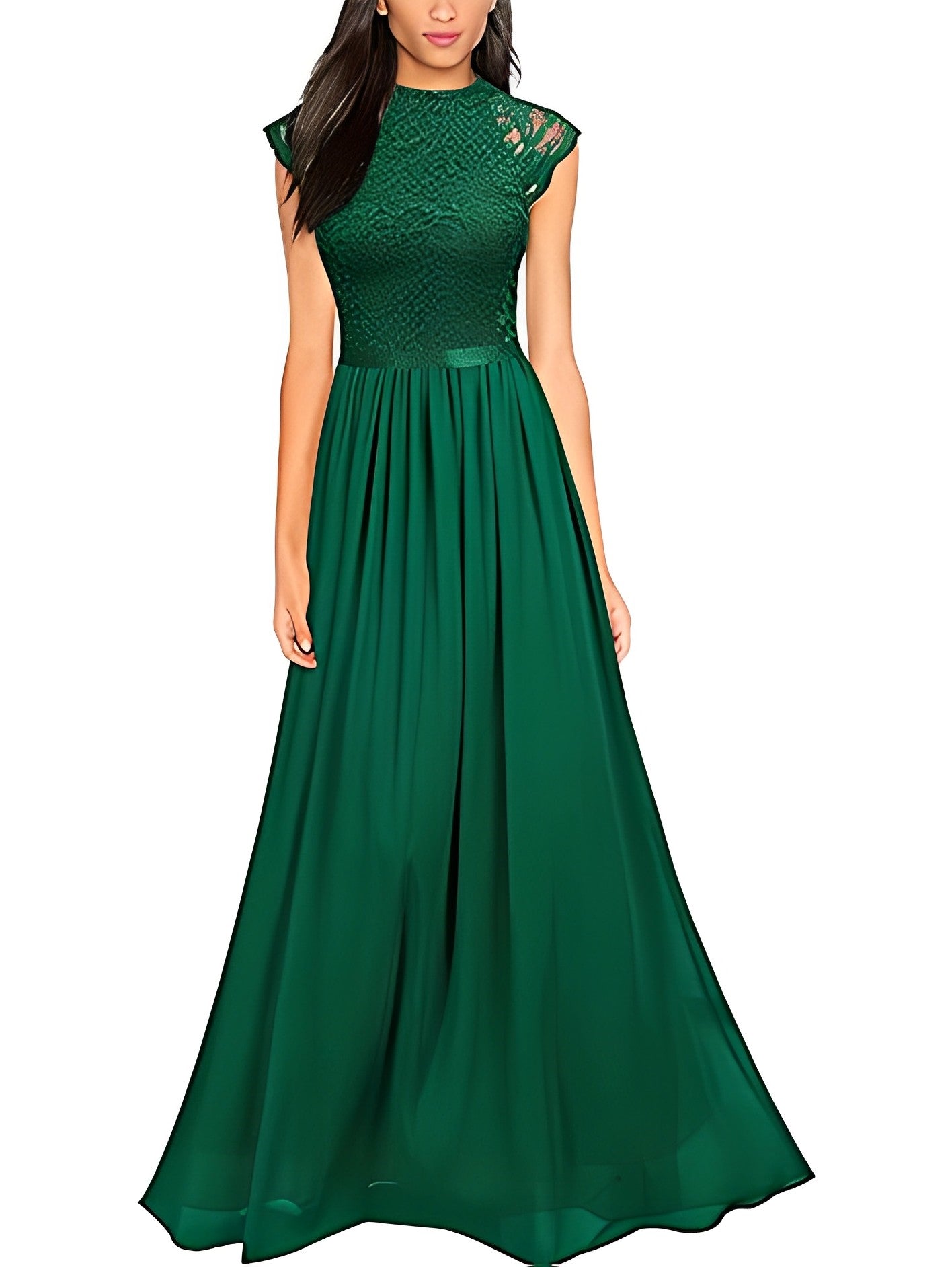 Princess A-Line Floor-Length Sleeveless Bridesmaid Dress with Lace Jewel Neckline