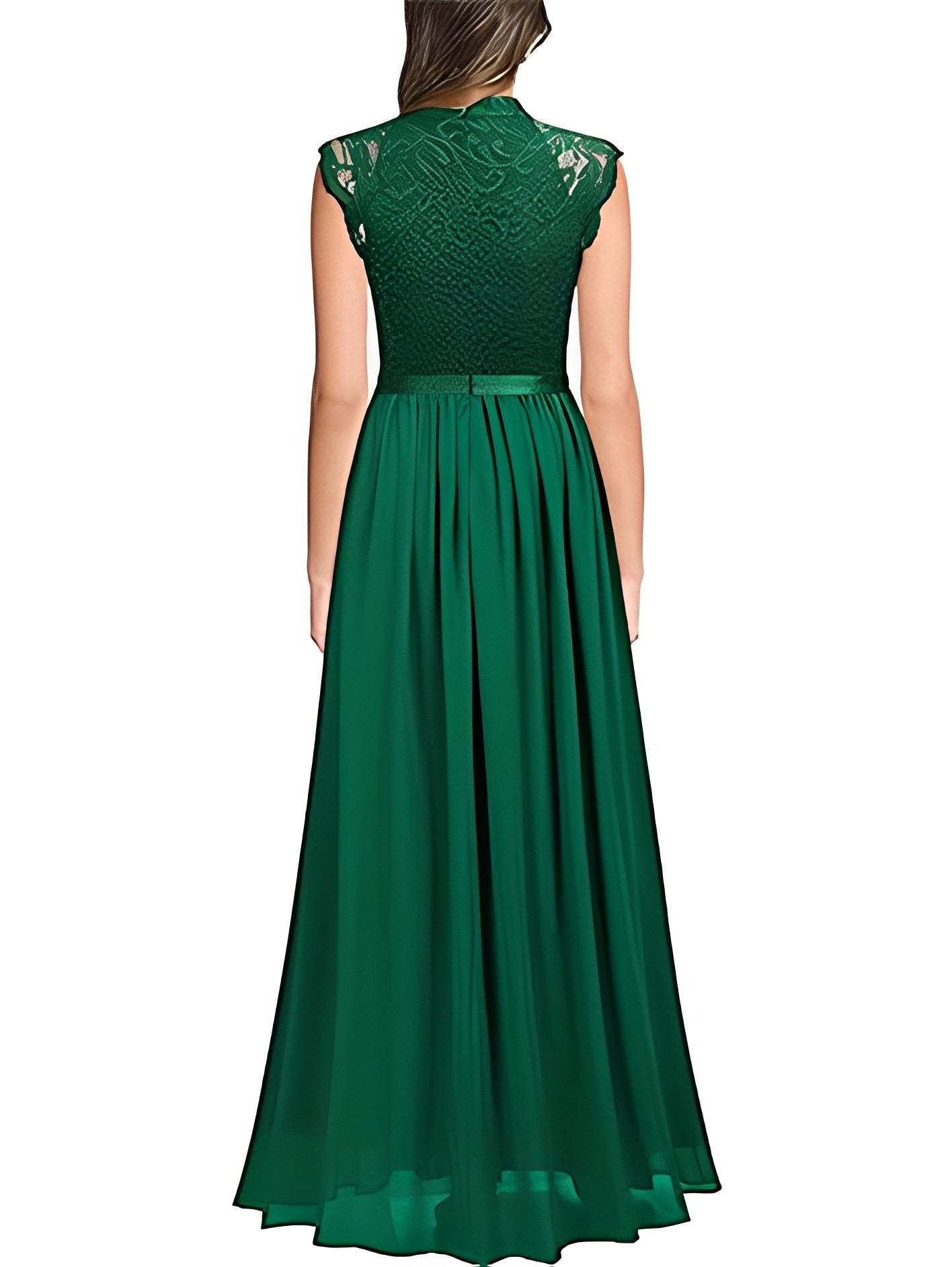 Princess A-Line Floor-Length Sleeveless Bridesmaid Dress with Lace Jewel Neckline