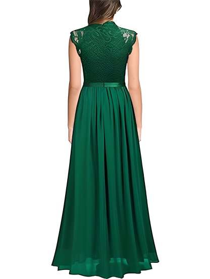 Princess A-Line Floor-Length Sleeveless Bridesmaid Dress with Lace Jewel Neckline