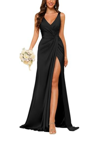 Floor-Length Sleeveless V-Neck Bridesmaid Dress with Ruched Sheath