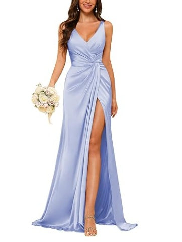 Floor-Length Sleeveless V-Neck Bridesmaid Dress with Ruched Sheath