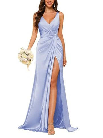 Floor-Length Sleeveless V-Neck Bridesmaid Dress with Ruched Sheath