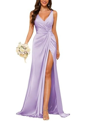 Floor-Length Sleeveless V-Neck Bridesmaid Dress with Ruched Sheath