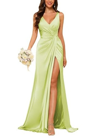 Floor-Length Sleeveless V-Neck Bridesmaid Dress with Ruched Sheath