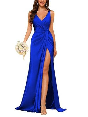 Floor-Length Sleeveless V-Neck Bridesmaid Dress with Ruched Sheath