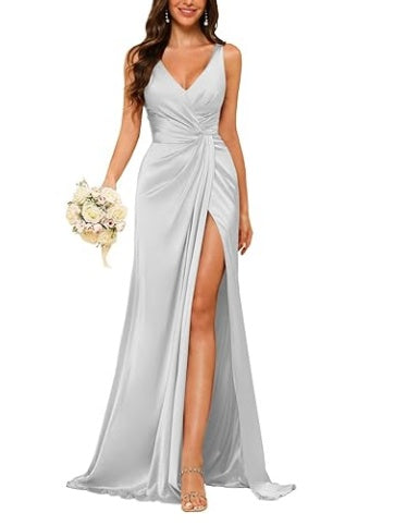 Floor-Length Sleeveless V-Neck Bridesmaid Dress with Ruched Sheath