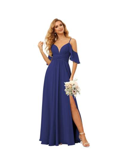 Spaghetti Strap Chiffon Bridesmaid Dress with Ruffles and a High-Low Hem