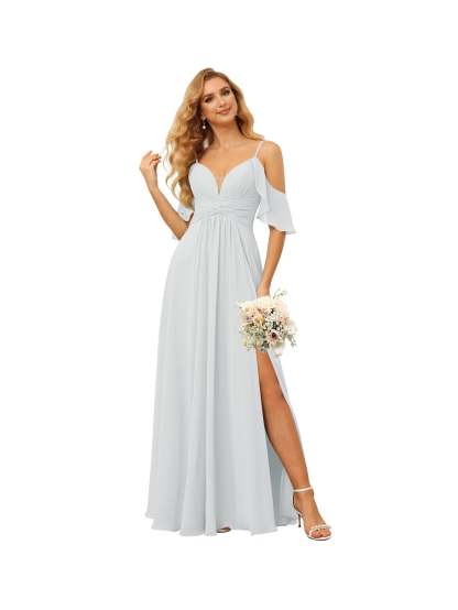 Spaghetti Strap Chiffon Bridesmaid Dress with Ruffles and a High-Low Hem