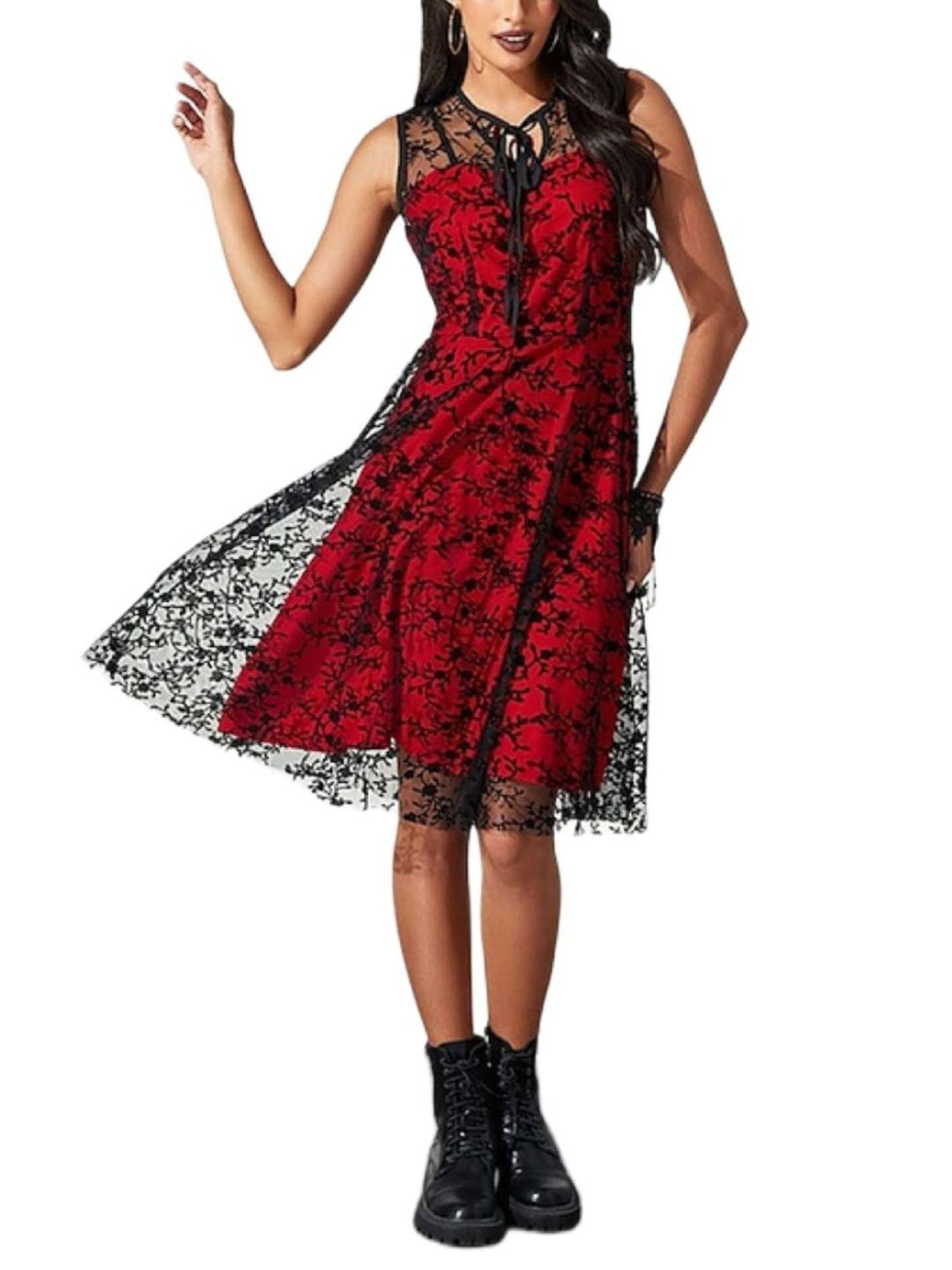 Retro Princess A-Line Dress with Lace Appliques Sleeveless Knee-Length Halloween Costume