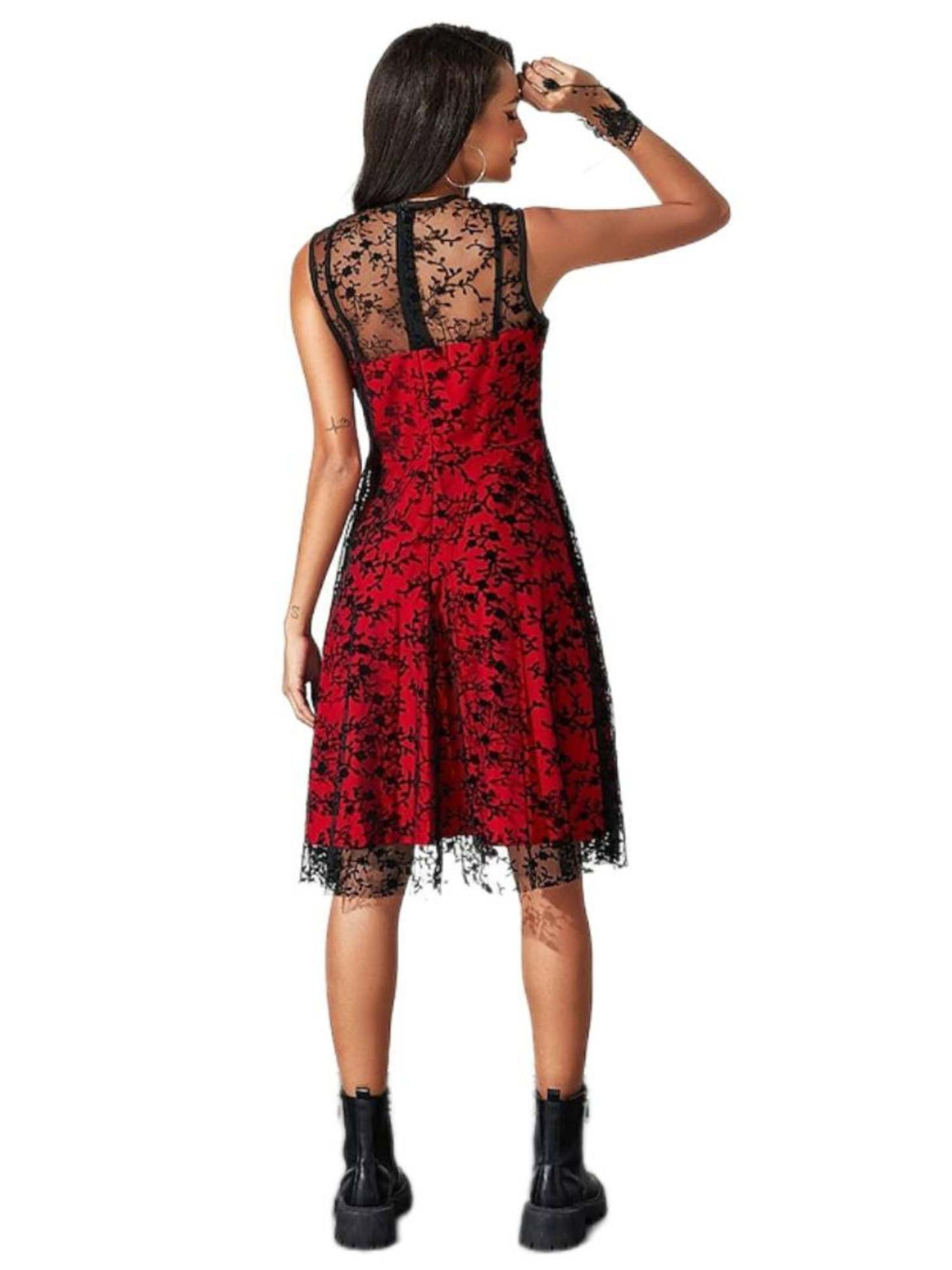 Retro Princess A-Line Dress with Lace Appliques Sleeveless Knee-Length Halloween Costume