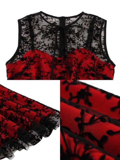 Retro Princess A-Line Dress with Lace Appliques Sleeveless Knee-Length Halloween Costume