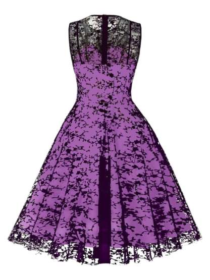 Retro Princess A-Line Dress with Lace Appliques Sleeveless Knee-Length Halloween Costume