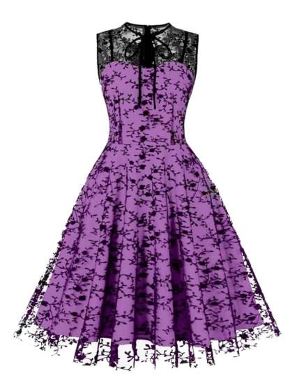Retro Princess A-Line Dress with Lace Appliques Sleeveless Knee-Length Halloween Costume