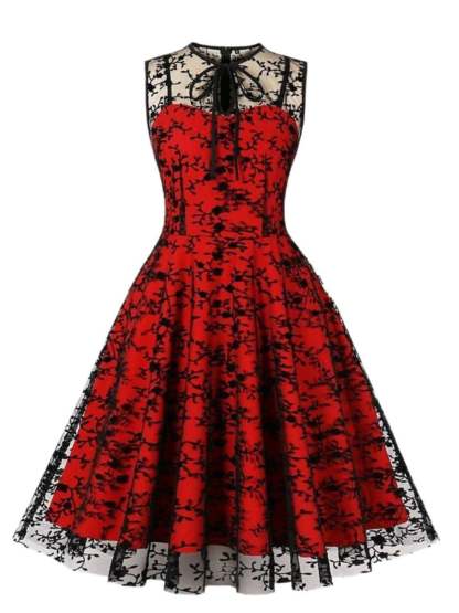 Retro Princess A-Line Dress with Lace Appliques Sleeveless Knee-Length Halloween Costume