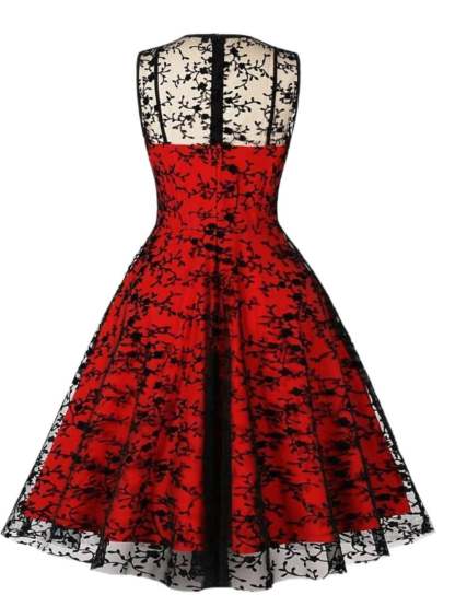 Retro Princess A-Line Dress with Lace Appliques Sleeveless Knee-Length Halloween Costume