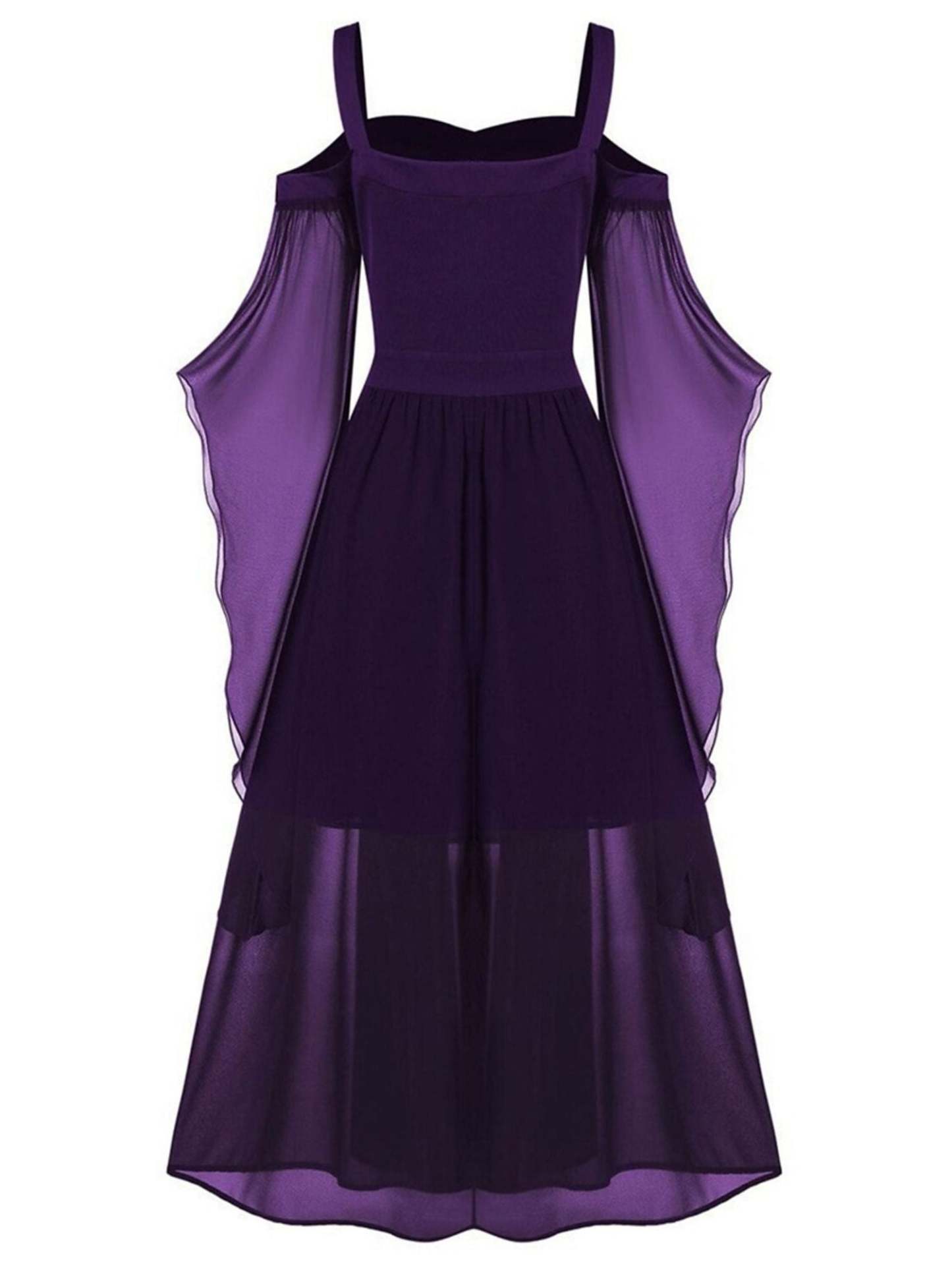 Black Sweetheart Retro Gothic A-Line Dress with 3/4 Sleeves for Halloween Performance