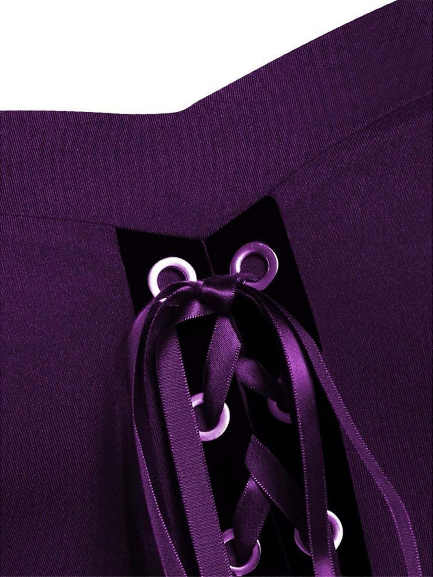 Black Sweetheart Retro Gothic A-Line Dress with 3/4 Sleeves for Halloween Performance