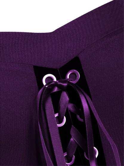 Black Sweetheart Retro Gothic A-Line Dress with 3/4 Sleeves for Halloween Performance