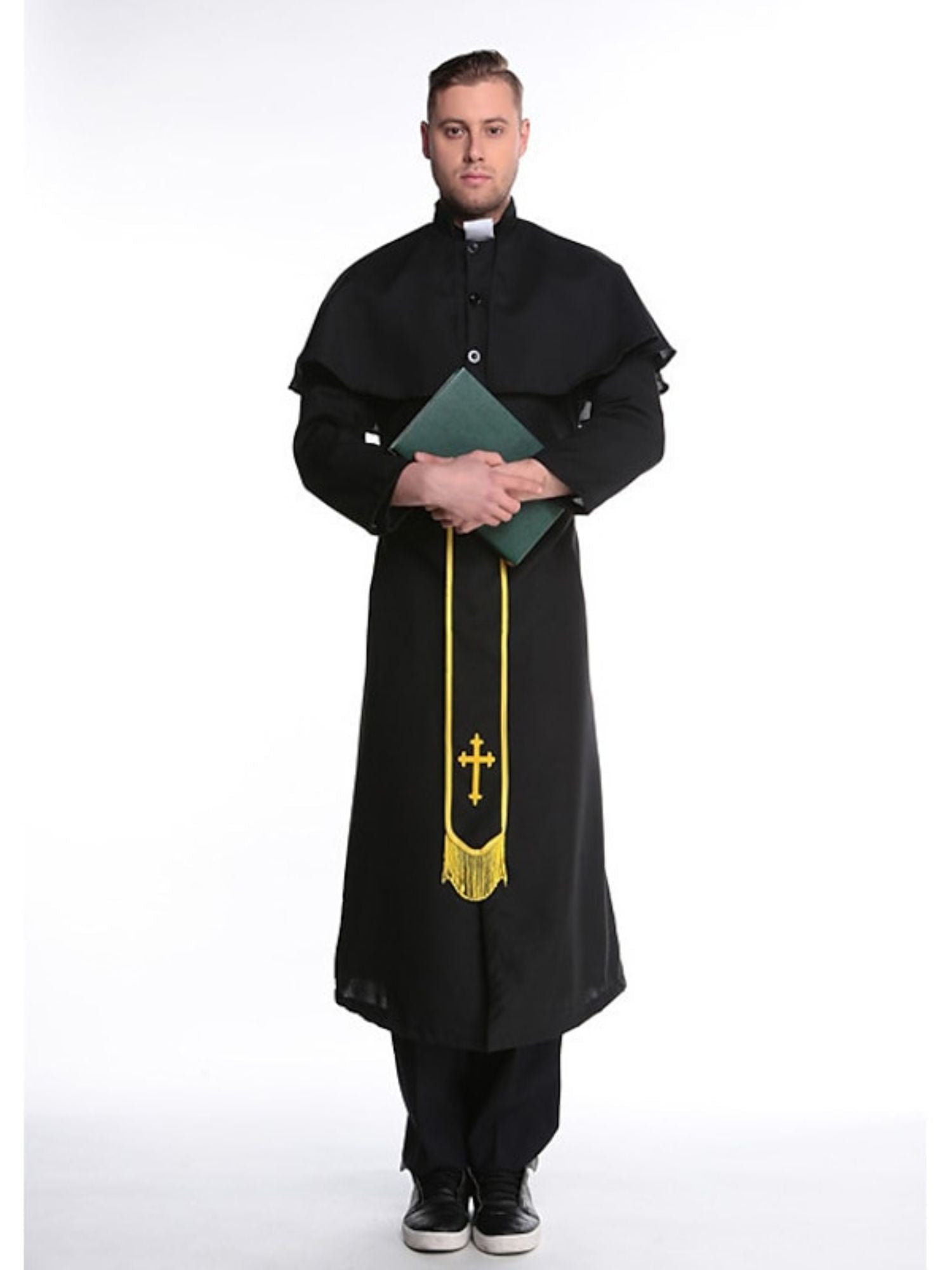 Vintage Black and Golden Halloween Masquerade Costume for Priest and Nun Couple