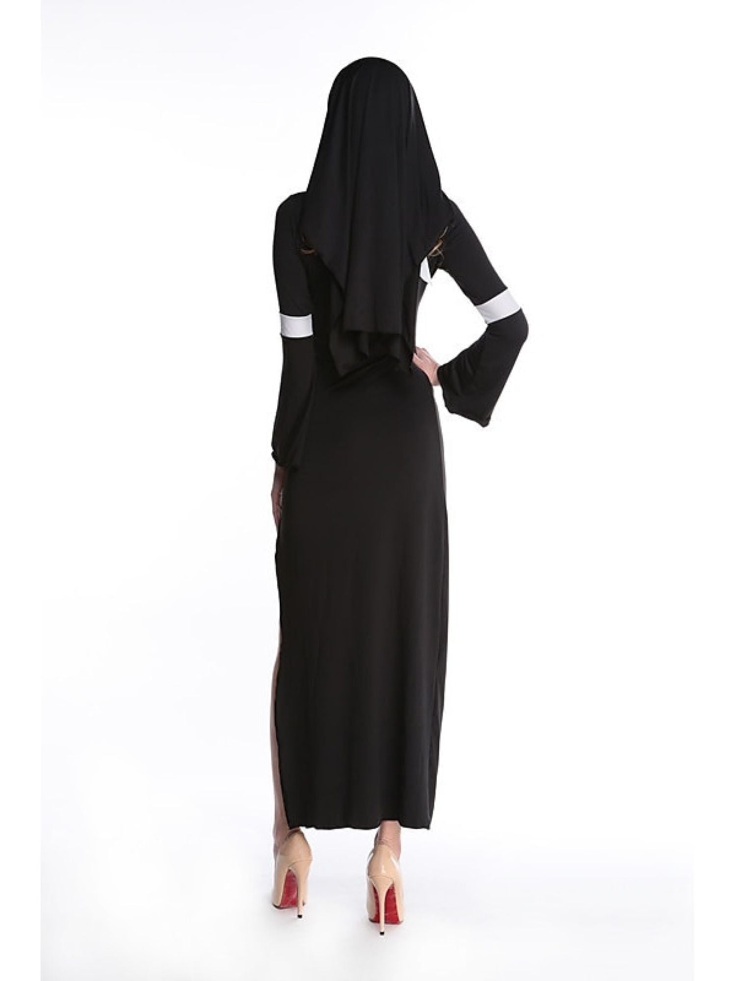 Vintage Black and Golden Halloween Masquerade Costume for Priest and Nun Couple