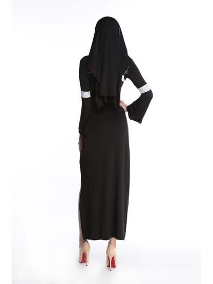 Vintage Black and Golden Halloween Masquerade Costume for Priest and Nun Couple