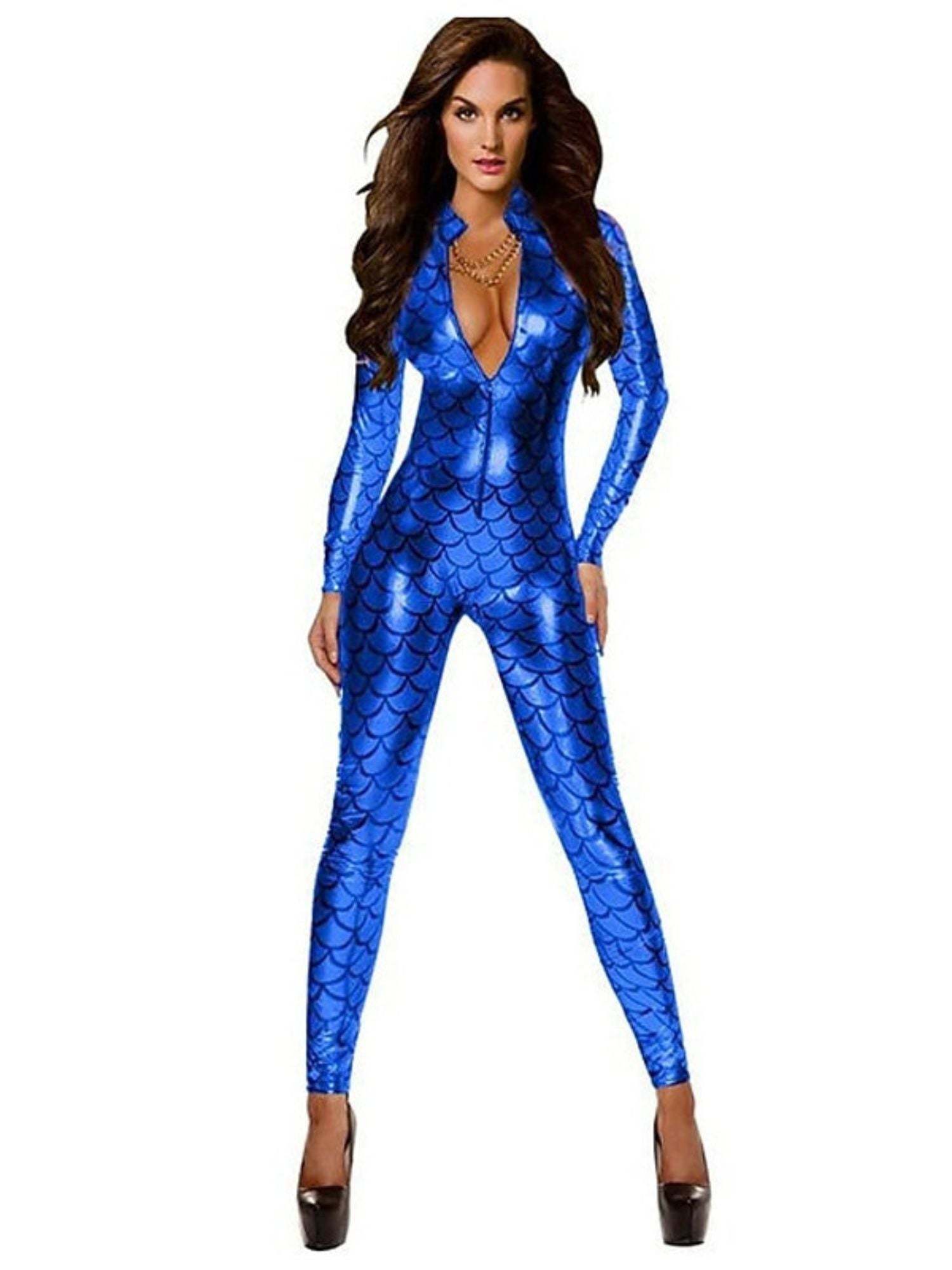 1980s Vintage Disco Dancewear Costume Halloween V-Neck Bodysuit