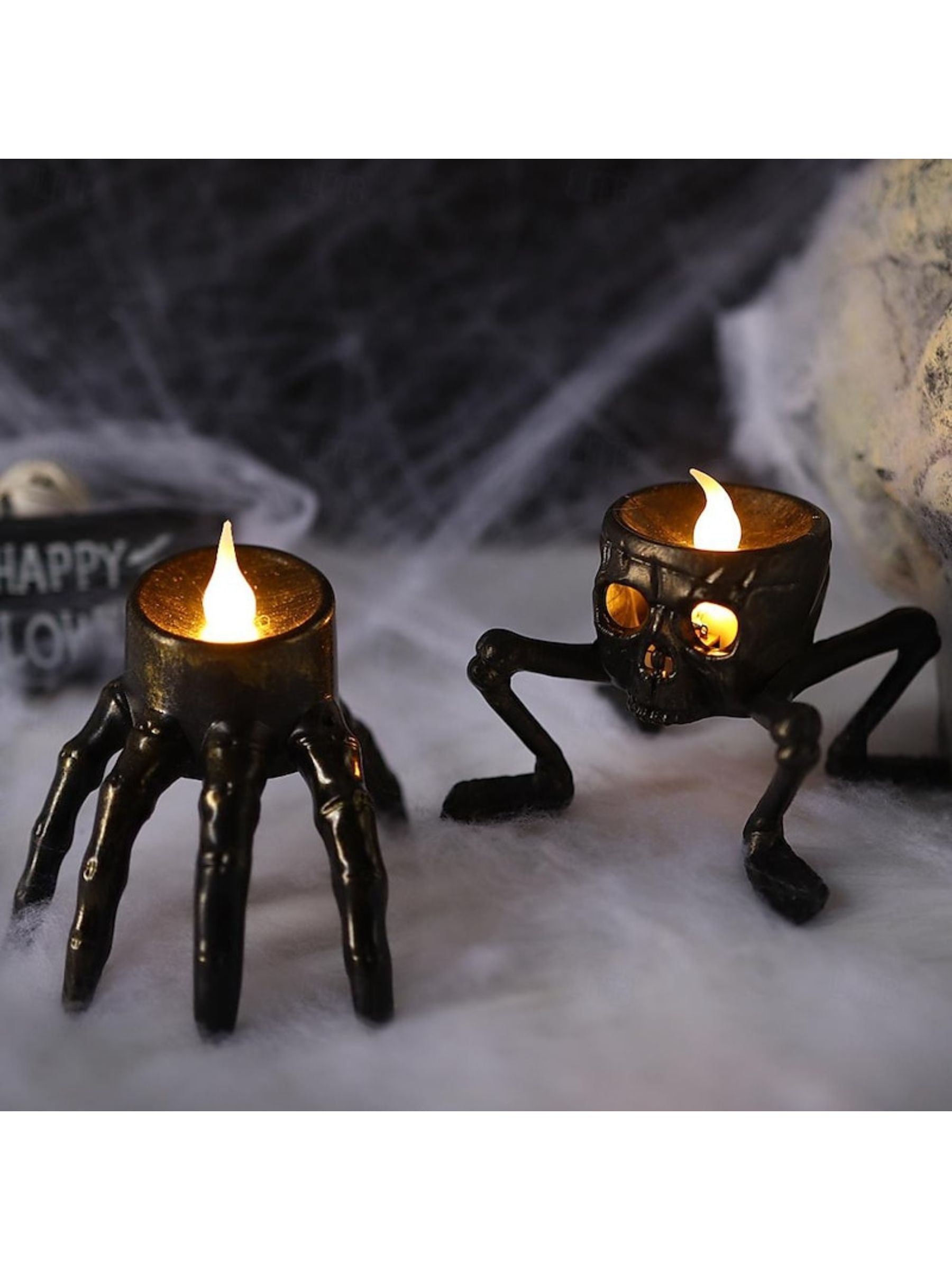 Vintage Halloween LED Candle Light with Skeleton Hand and Foot