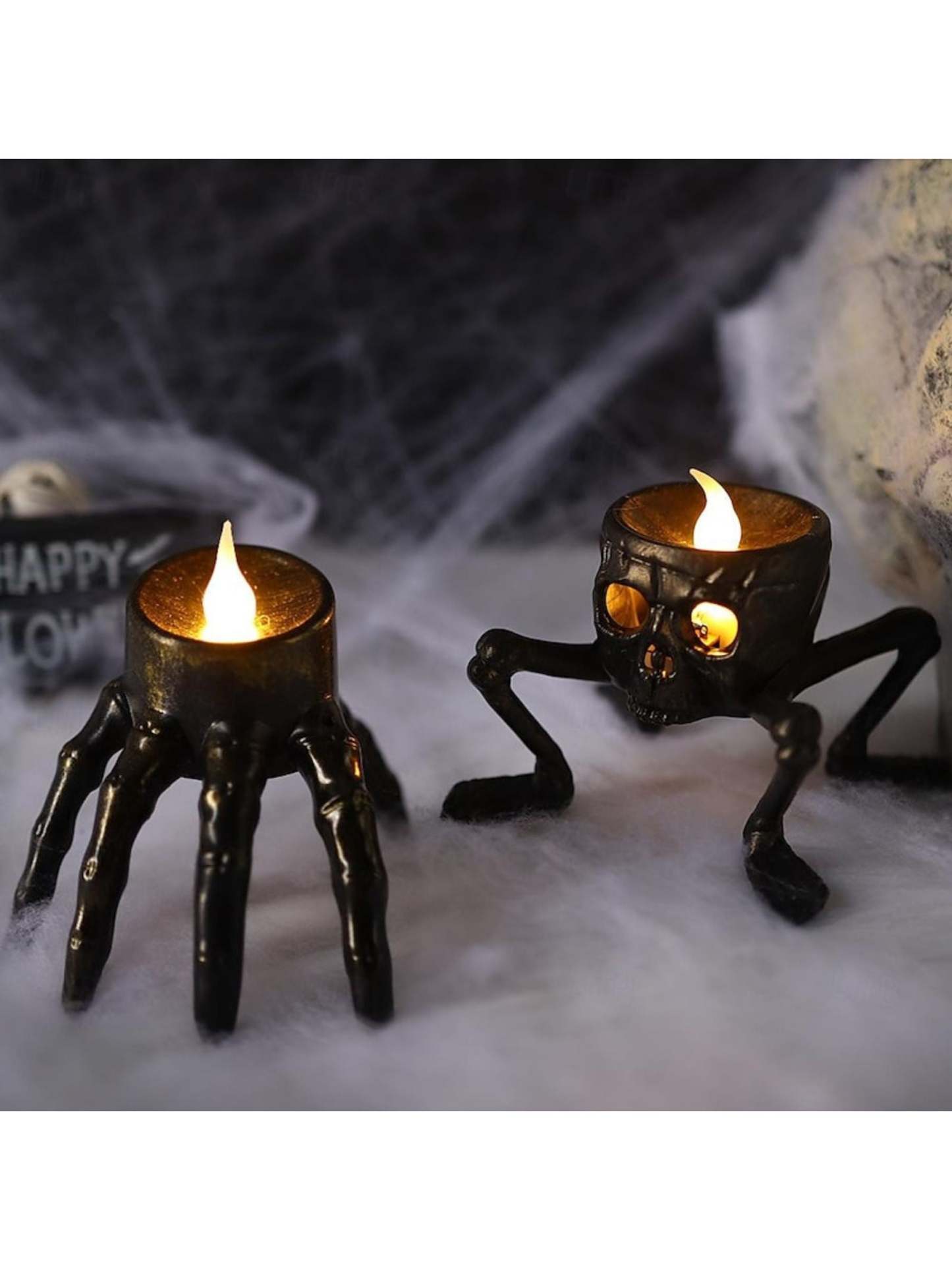 Vintage Halloween LED Candle Light with Skeleton Hand and Foot