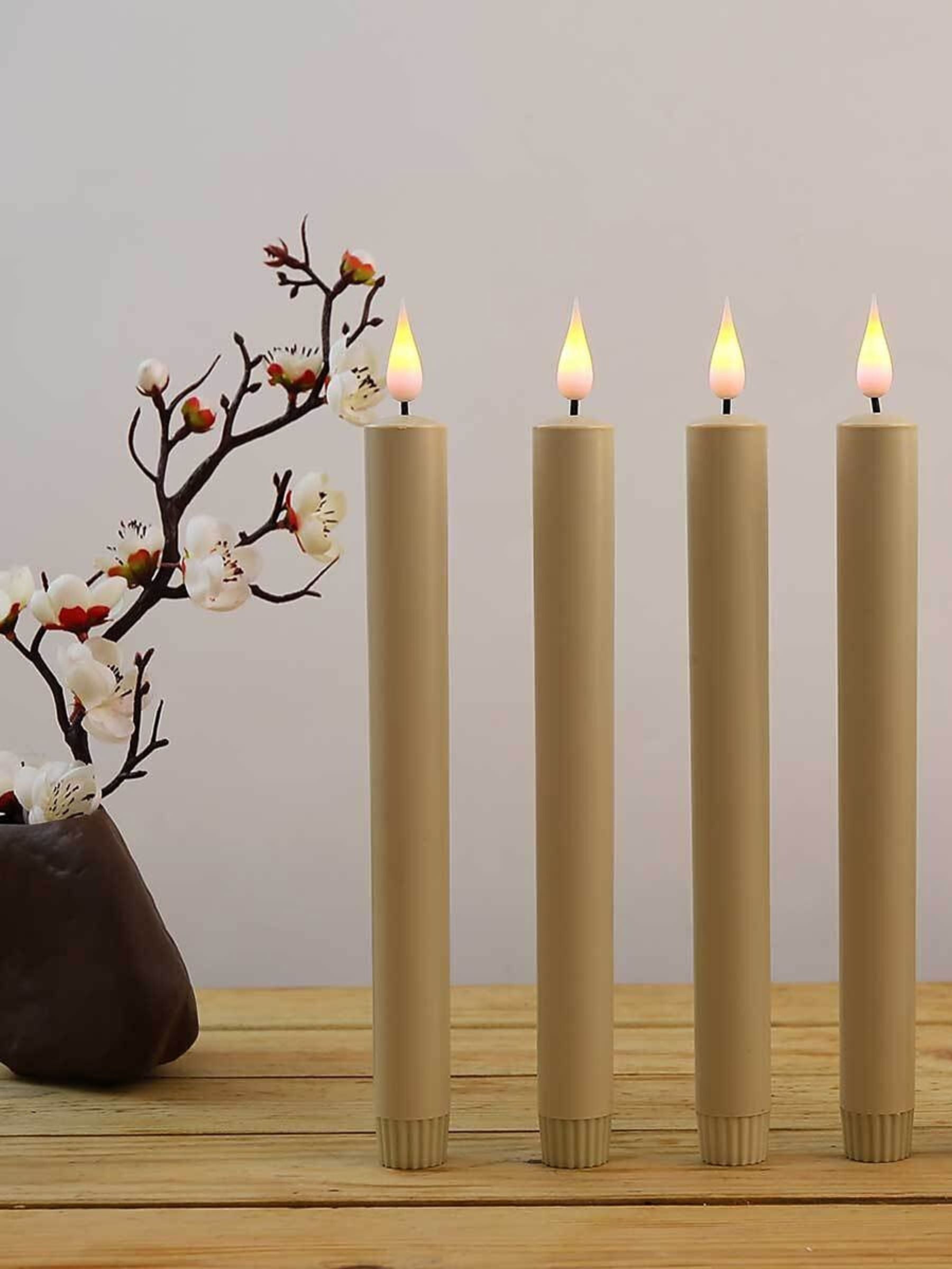 Vintage White LED Flame Candle for Halloween Fireplace Decor