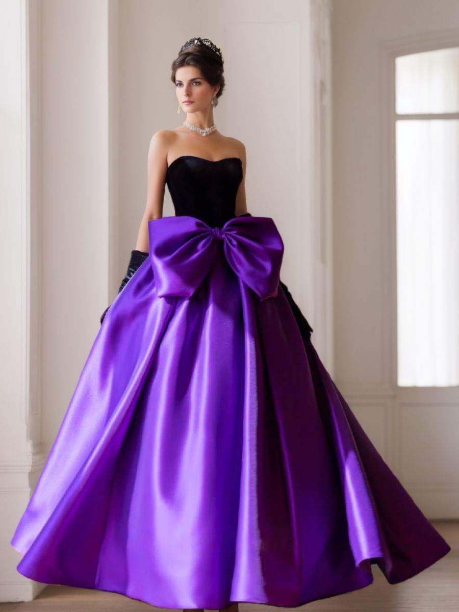 Strapless Sleeveless Floor-Length Ball Gown with Bow(s)