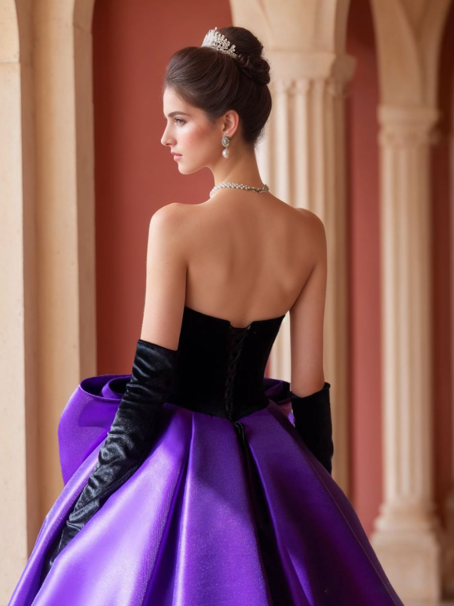 Strapless Sleeveless Floor-Length Ball Gown with Bow(s)
