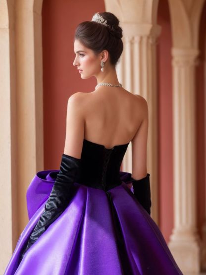Strapless Sleeveless Floor-Length Ball Gown with Bow(s)