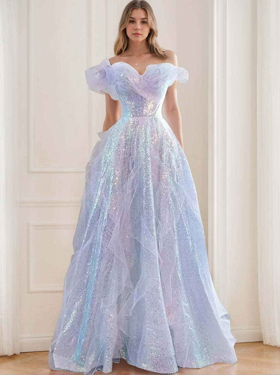 Sweetheart Princess A-Line Sleeveless Floor-Length Evening Gown in Tulle