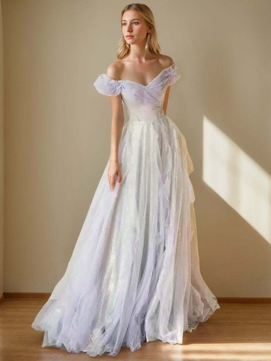 Elegant Sweetheart A-Line Princess Evening Dresses with Sequins Floor-Length