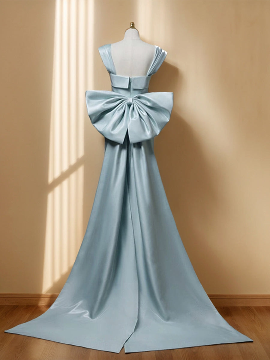 Square Neck Sleeveless Asymmetrical Sheath Dress with Bow