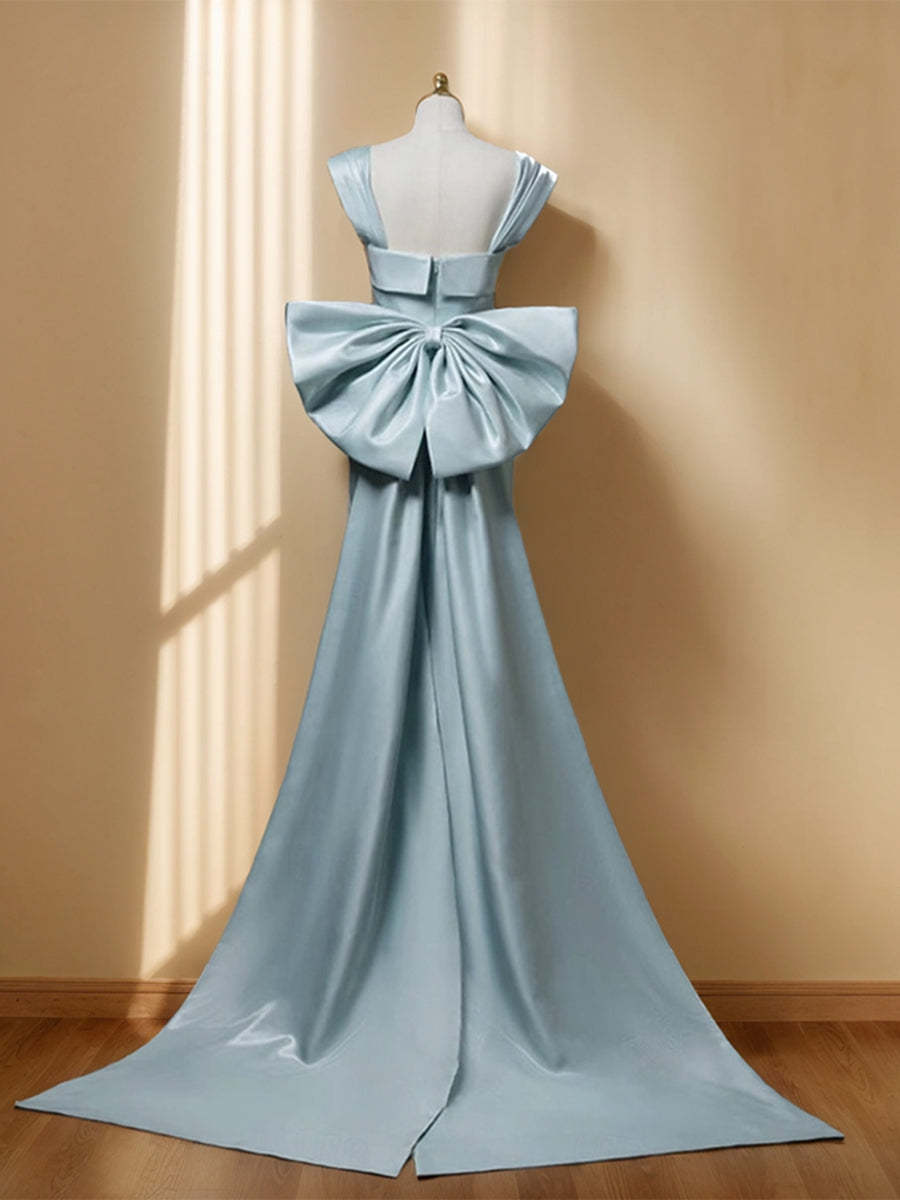 Square Neck Sleeveless Asymmetrical Sheath Dress with Bow