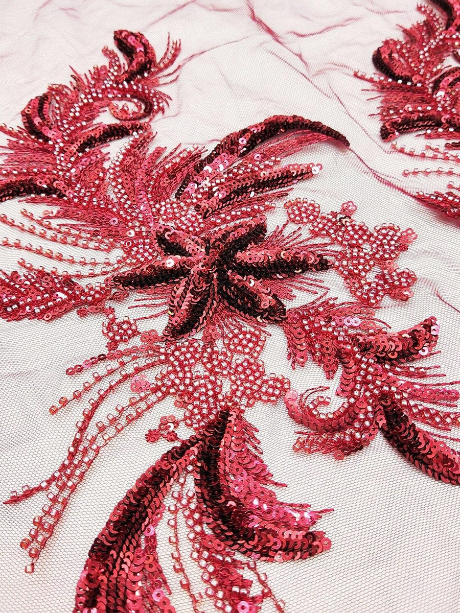 Off-the-Shoulder Floor-Length Evening Dress with 3/4 Sleeves and Appliques