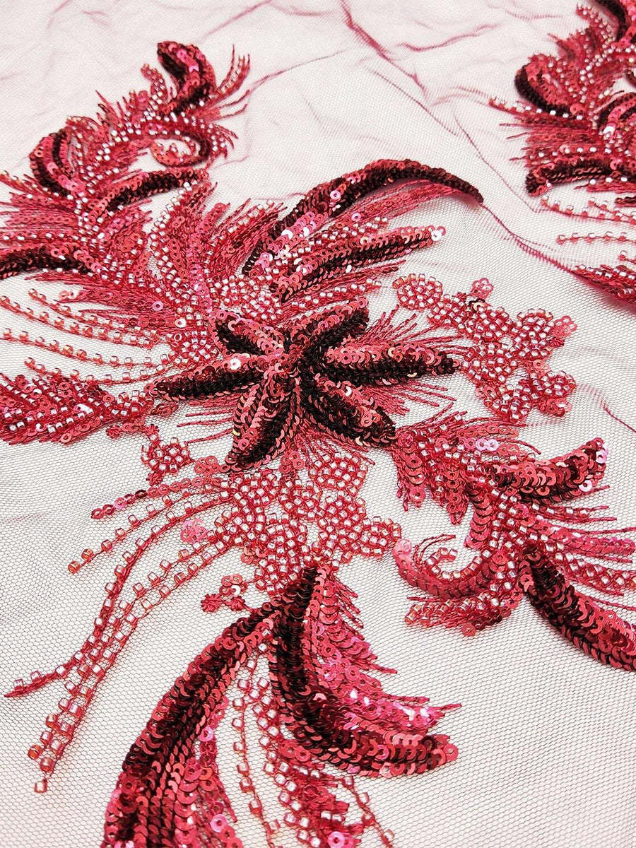 Off-the-Shoulder Floor-Length Evening Dress with 3/4 Sleeves and Appliques