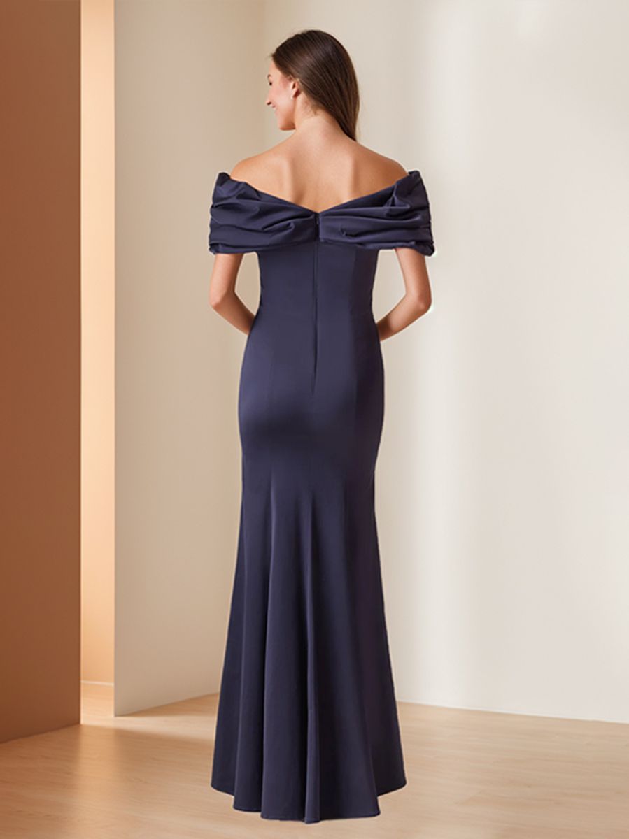 Elegant Off-the-Shoulder Floor-Length Evening Dresses with Ruffles in Trumpet/Mermaid Style