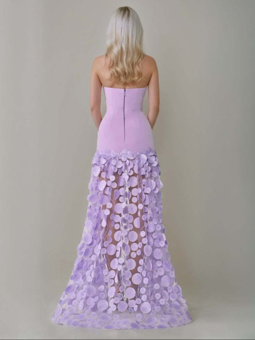 Strapless Sleeveless A-Line Princess Floor-Length Evening Dresses Featuring Appliques