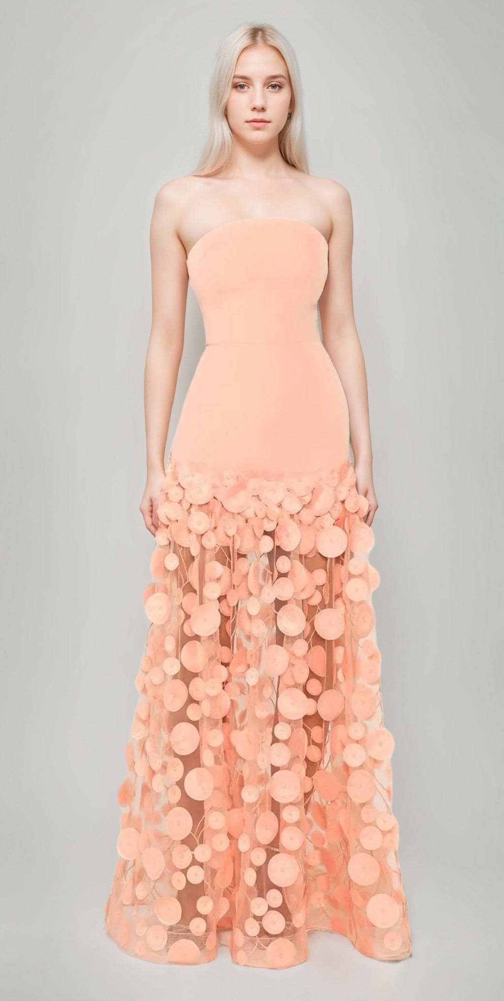 Strapless Sleeveless A-Line Princess Floor-Length Evening Dresses Featuring Appliques