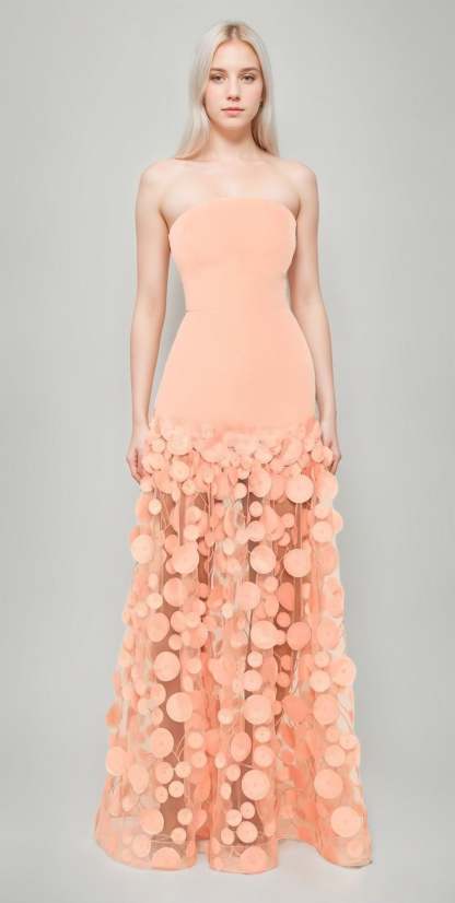 Strapless Sleeveless A-Line Princess Floor-Length Evening Dresses Featuring Appliques