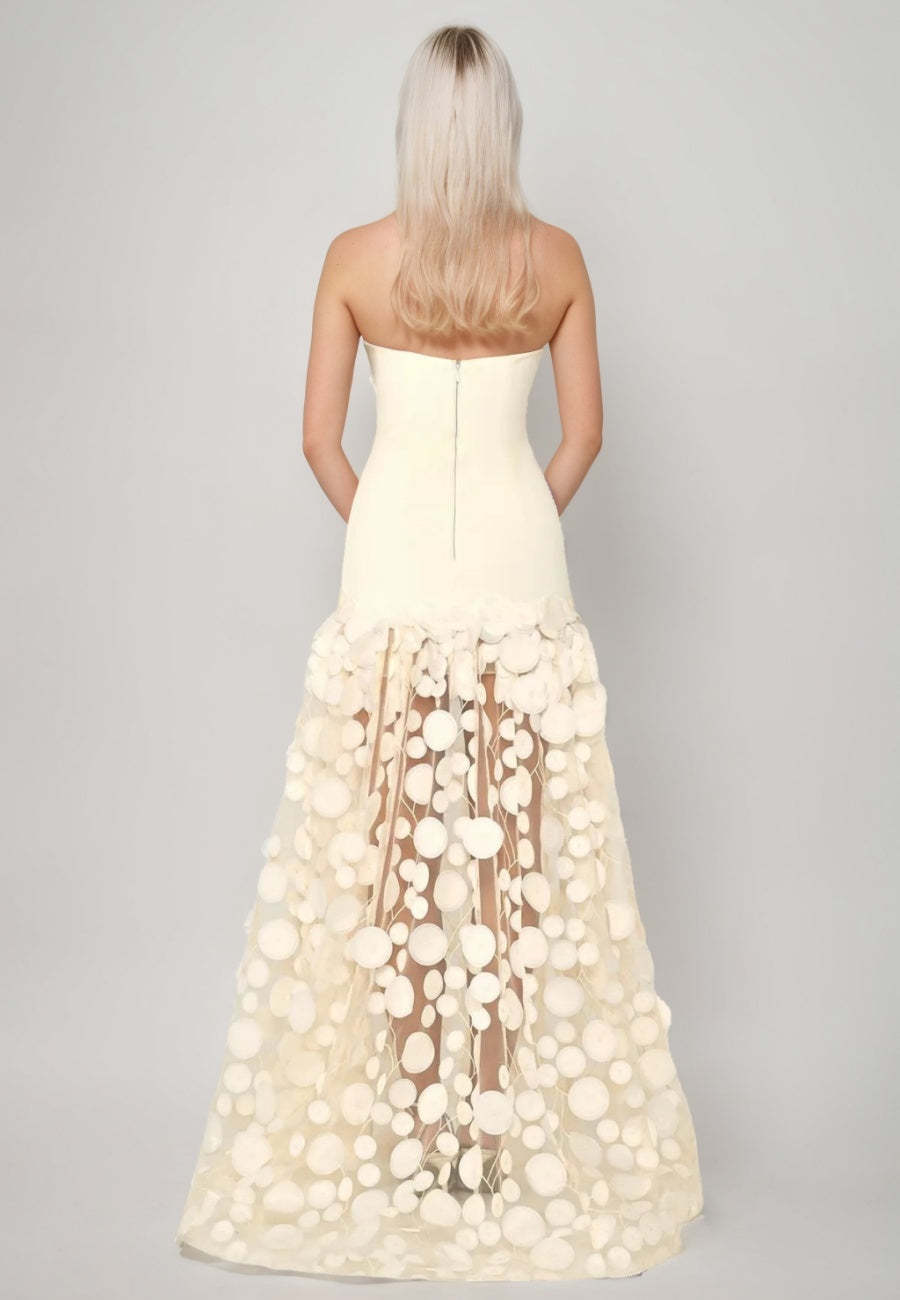 Strapless Sleeveless A-Line Princess Floor-Length Evening Dresses Featuring Appliques