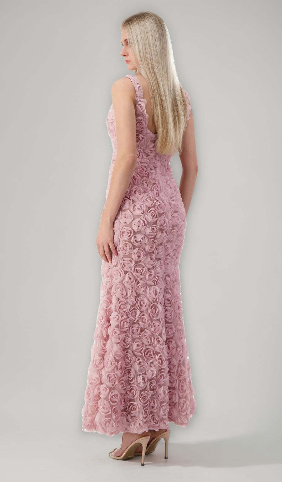 Sleeveless Ankle-Length Evening Dresses with 3D Flowers in Trumpet/Mermaid and Square Neckline