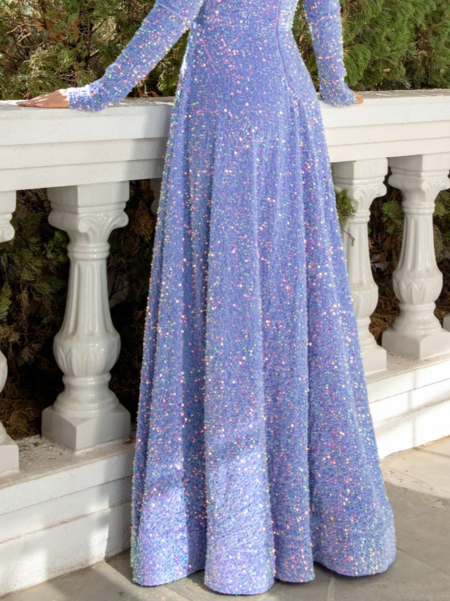 Princess A-Line Floor-Length Pleated Evening Dress with Spaghetti Straps Plunge V-Neck & Detachable Sleeves-BMbridal.UK