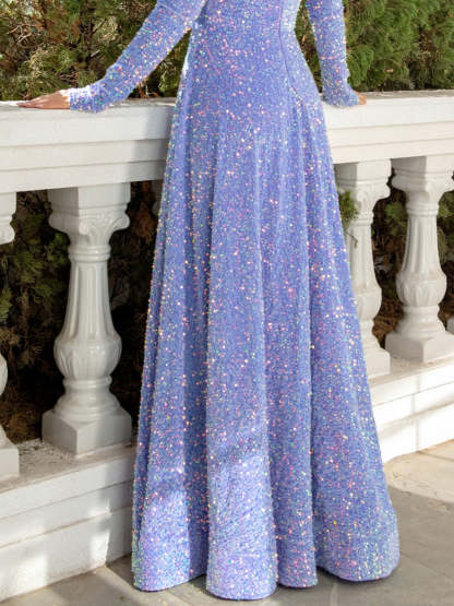 Princess A-Line Floor-Length Pleated Evening Dress with Spaghetti Straps Plunge V-Neck & Detachable Sleeves-BMbridal.UK